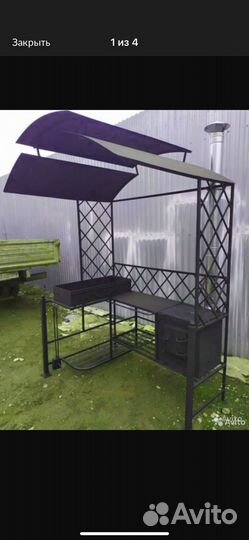 Мангал с крышей и печкой