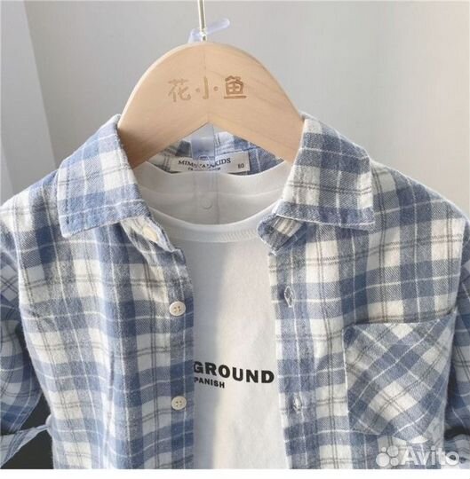 Рубашка в клетку детская новая на рост 92