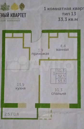 1-к. квартира, 33,3 м², 8/14 эт.