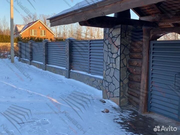 Забор жалюзи металлический