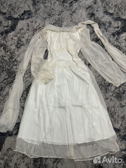 Винтажное белое платье s-m
