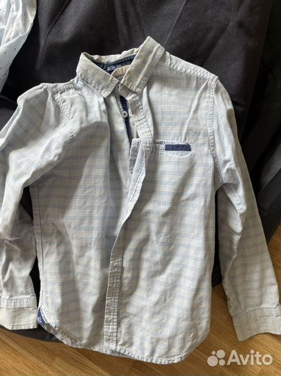 Рубашки 128: 5 шт:белая, голубые, рубашка в школу