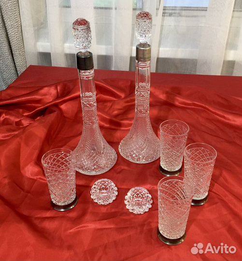 Хрусталь с мельхиором. Графин