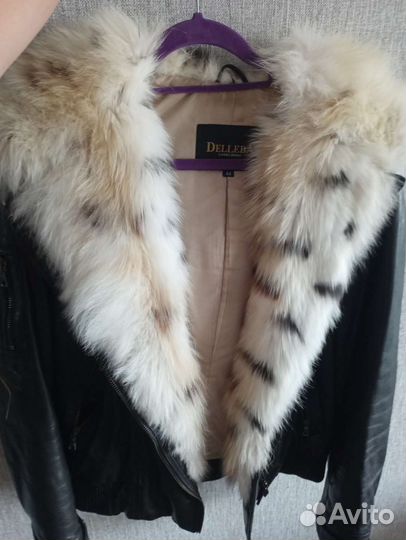 Кожаная куртка с натуральным мехом