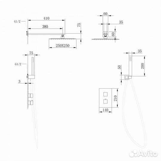 Душевая система Abber Daheim AF8251NG никель