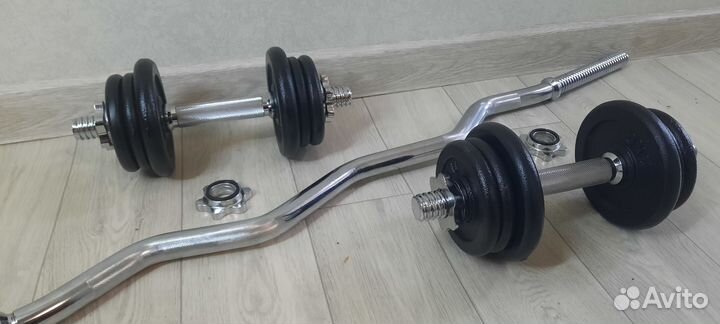 Изогнутый гриф штанга И гантели