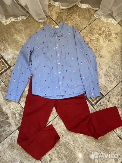 Рубашка новогодняя + брюки H&M