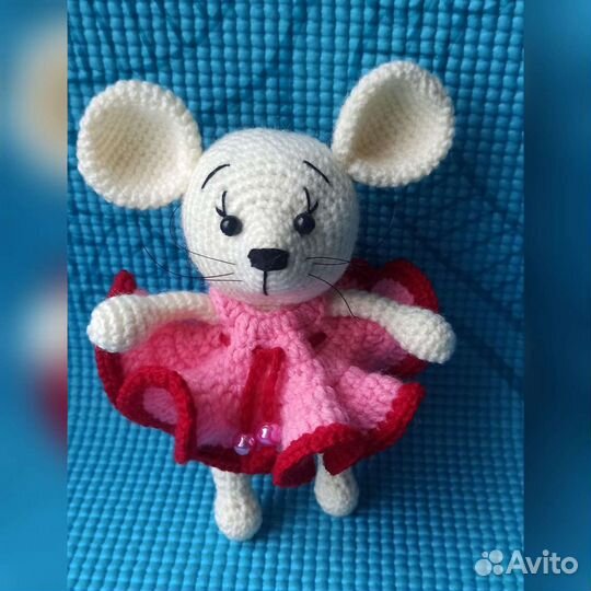 Игрушки вязаные Мышка, Коровка