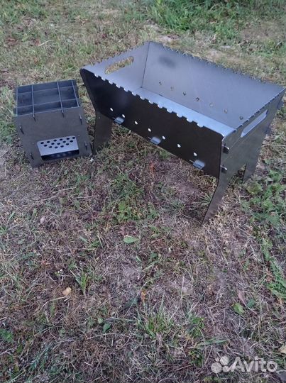 Мангал + печка щепочница походный набор