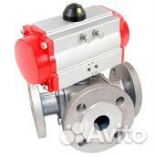 Кран шаровой DN.ru 316-316-ptfe Ду80 Ру16 полнопроходной, тип L, фланцевый, корпус - нержавеющая ста