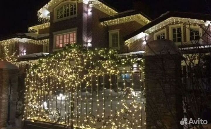 Гирлянда на дом / монтаж гирлянд / уличная бахрома