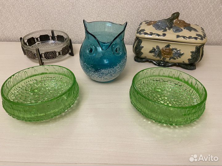 Вазы керамика и стекло, хрусталь, шкатулка винтаж