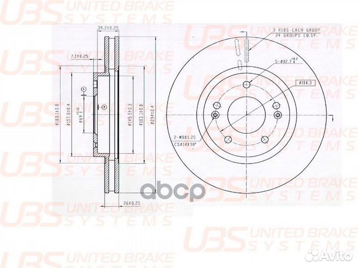 Тормозной диск для hyundai santa FE (SM) 2.0-2