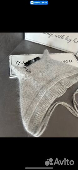 Шапка -чепчик из ангоры Кошечка