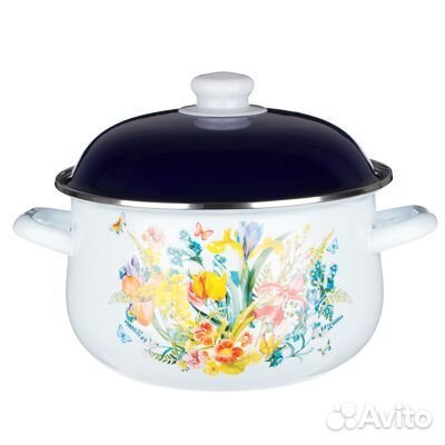 Vetta Ирисы Кастрюля эмалированная, 22см, 3,6л
