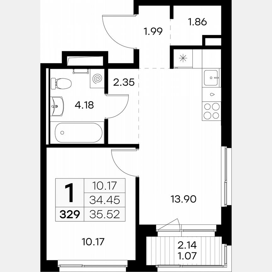 1-к. квартира, 35,5 м², 7/9 эт.