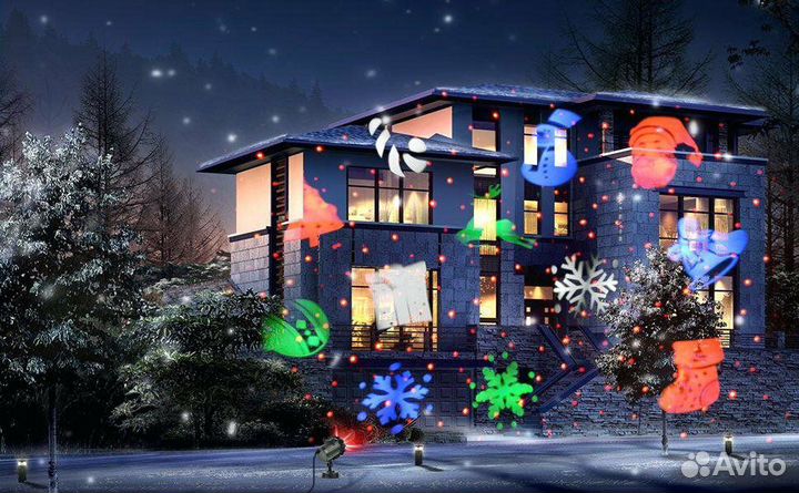 Со снежинками Новый Год проектор в детскую комнату