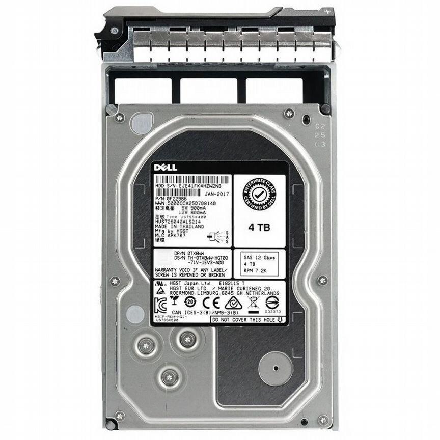 [TX8WW] Жесткий Диск Dell 4tb 7200 Sas 3,5" Hdd Tx8ww