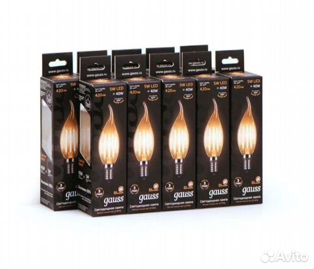 Лампы филаментные Gauss 10 шт, цоколь E14, 5Вт