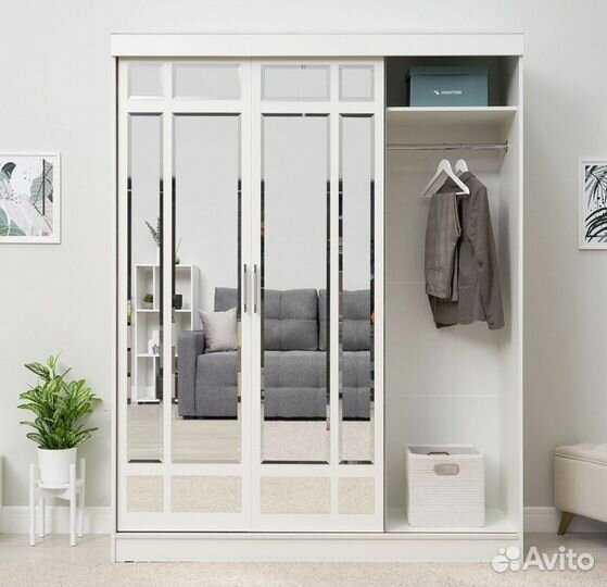Шкаф-купе белый с зеркалом 1,7м доставка