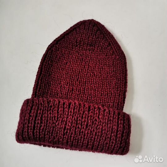 Вязаная шапка бини, новая, ручной работы