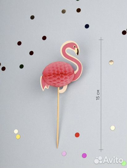 Шпажки топперы бамбуковые Фламинго по 10 штук