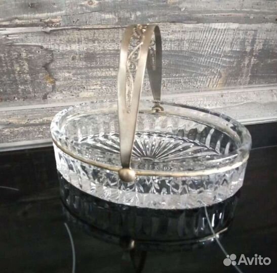 Конфетница хрусталь с мельхиором