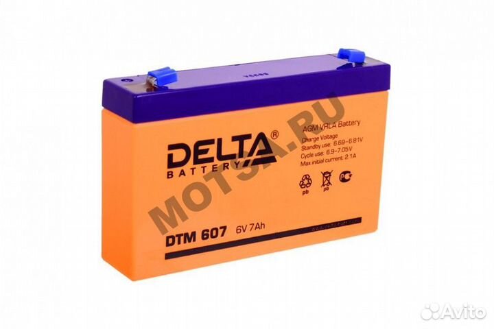 Аккумулятор герметичный 6В 7Ач delta DTM607 AGM (э