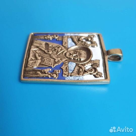 Св Николай Чудотворец медная подвеска копия 19 в