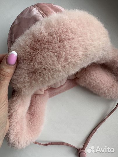 Шапка ушанка с мехом для девочки 50 р