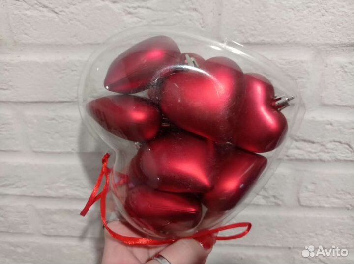 Новогодние шары в форме сердца IKEA новые 9 шт