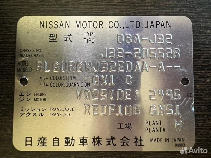 Дверь Nissan Teana J32 Левая Задняя 2011