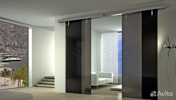 Дверь стеклянная раздвижная