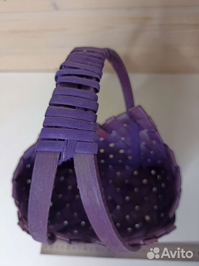 Новая корзина плетёная из бересты фиолетовая декор