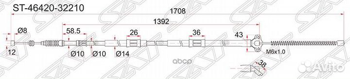 Трос ручника TY Camry/Vista SV40, 94-98 -RH