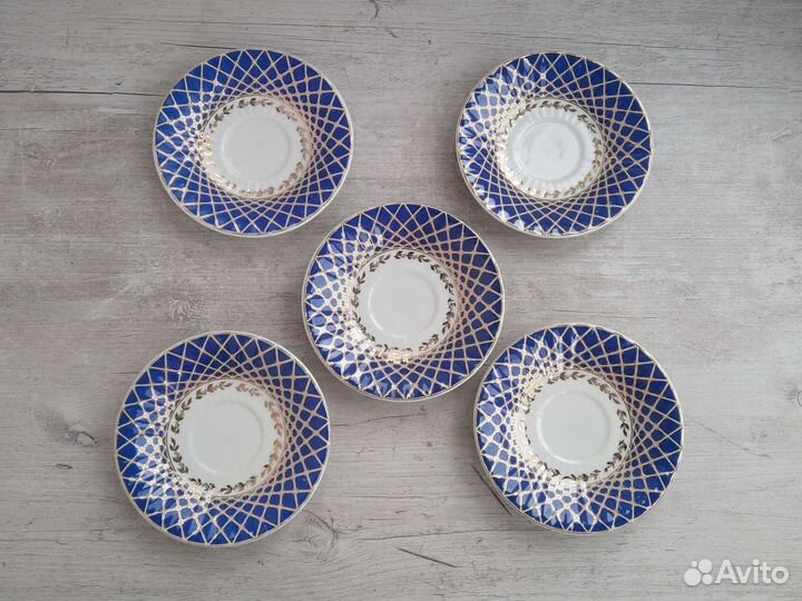 Чайные блюдца/ тарелки СССР кобальтовая сетка сфз
