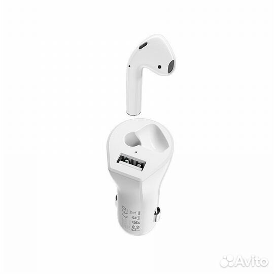 Азу гарнитура Borofone BC23 Touareg Wireless Headset Car Charger - White