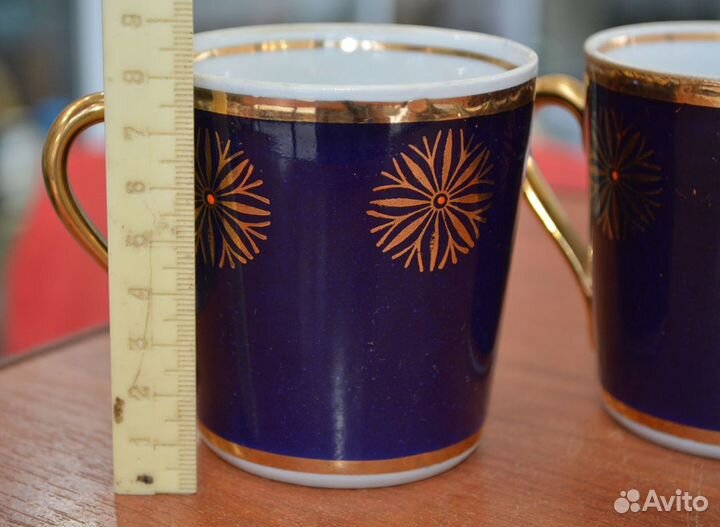 Фарфоровые чайные чашки- 4 шт (кобальт )