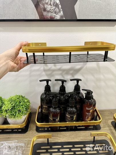 Полка для ванной кухни настеная нержавеющая прямая