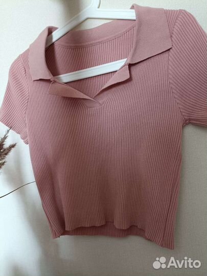 Топ женский розовый в рубчик