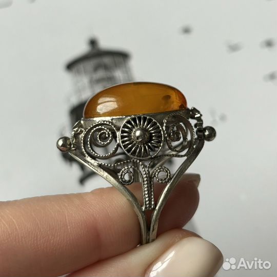 Ретро кольцо / иск.янтарь