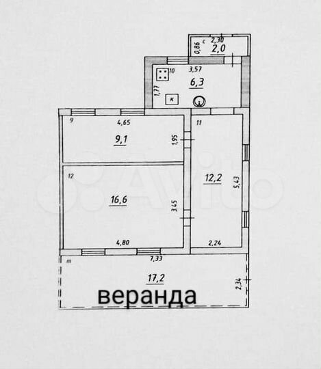 Дом 44,2 м² на участке 6,5 сот.