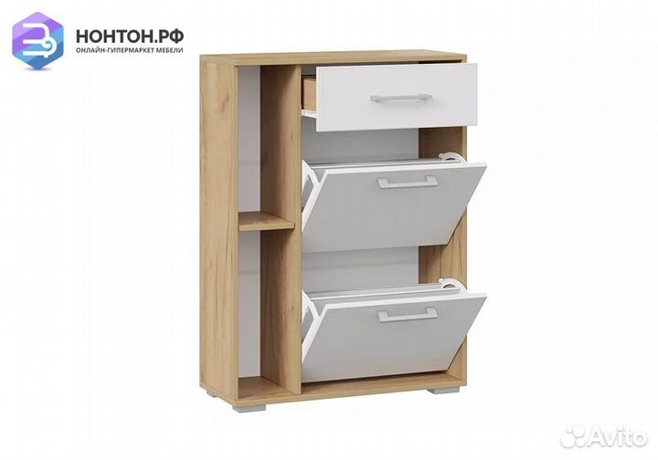 Тумба для обуви Ханна дуб крафт золотой / белый яс