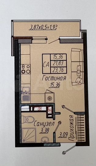 Квартира-студия, 24 м², 4/9 эт.