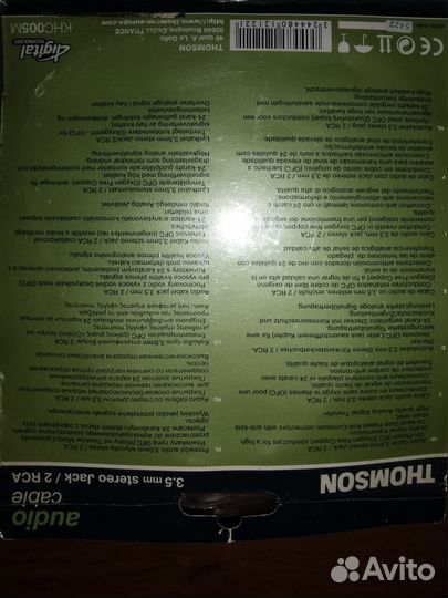 Аудио кабель 1 mini jack (3.5mm) на 2rca Thomson