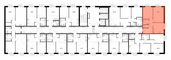 2-к. квартира, 54,1 м², 5/25 эт.