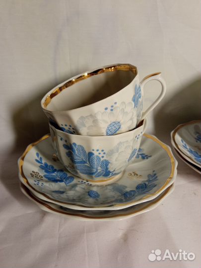 Чайная пара Голубой цветок.Вербилки