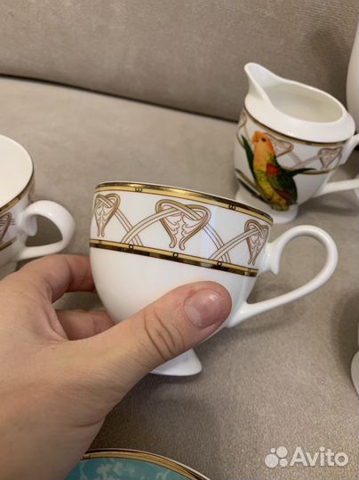 Новый чайный сервиз с птицами First14 предметов