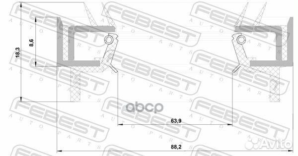 Сальник ступичный передний 63.9X88.2X8.6X18.3 п