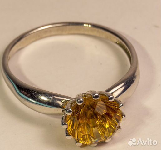 Элегантное серебр. кольцо с натуральным Цитрином